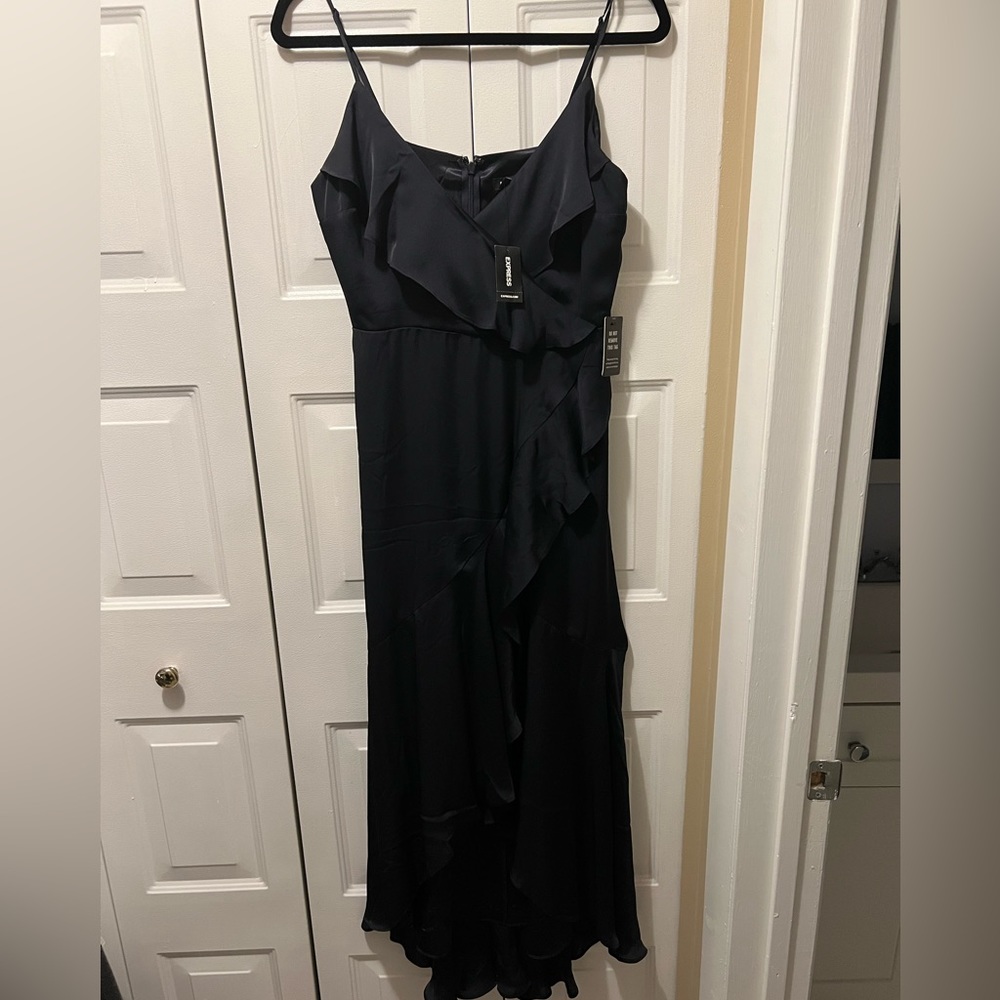 Satin faux wrap dress brand new
